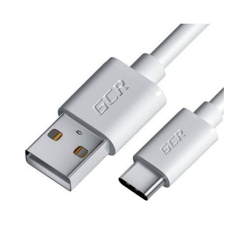 GCR Кабель 1.0m TypeC, белый, быстрая зарядка, 28/24 AWG