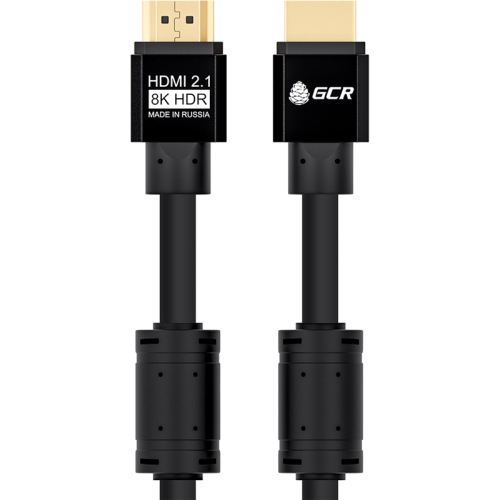 GCR Кабель 2.0m HDMI 2.1, черный, 8K 60Hz, 4K 144Hz, динамический HDR, 4:4:4, Ultra HD, 48.0 Гбит/ с, 3 Х экран, ферритовые фильтры, GCR-53660