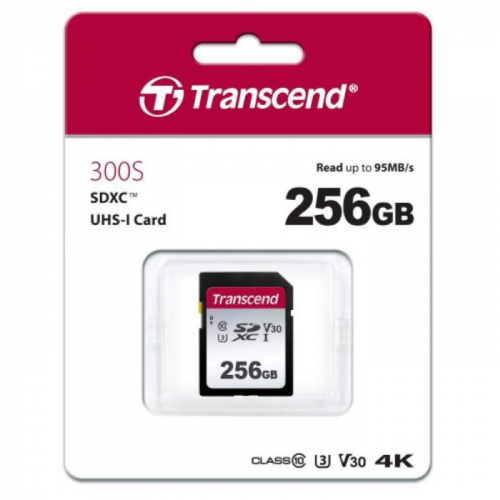 Карта памяти SD 256GB Transcend SDXC Class 10 UHS-I U3, V30, TLC, Silver (TS256GSDC300S) фото 2