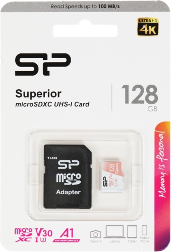 Флеш карта microSDXC 128GB Silicon Power SP128GBSTXDV3V20SP Superior + adapter фото 3
