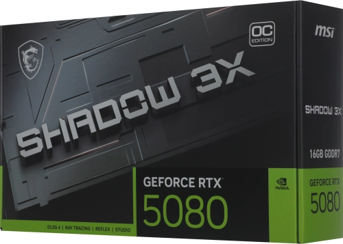 Видеокарта MSI RTX5080 SHADOW 3X OC 16GB GDDR7 256bit 3xDP HDMI 3FAN RTL (RTX 5080 16G SHADOW 3X OC) фото 9
