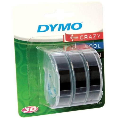 Картридж ленточный Dymo Omega S0847730 9 мм x 3 м, белый шрифт/черный фон, набор x3 упак. для Dymo