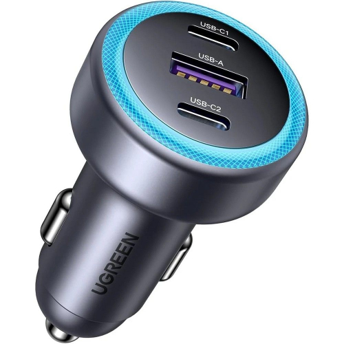 Автомобильное зарядное устройство UGREEN EC307 (45843) 30W 3-Port Fast Car Charger. Цвет: серый (45843_)