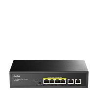 Коммутатор/ 6-Port 10/100/1000M PoE+ Switch, 4-Port 10/100/1000 BASE-T Gigabit PoE+ ports, 2-Port 10/100/1000 BASE-T Gigabit Uplink ports, 802.3at/af, VLAN mode support for port #1 ~ #4, Extend mode support for port #3 ~ #4, Fanless (GS1006P)