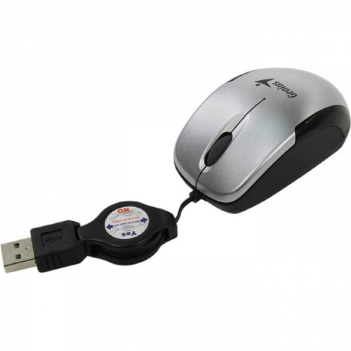 Мышь Genius Mouse Micro Traveler V2 проводная, серебристый, USB,1000 dpi (31010125102)