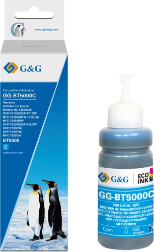 Чернила G&G GG-BT5000C фото голубой70мл для Brother HL-T4000DW/ DCP-T510W/ DCP-T710W/ MFC-