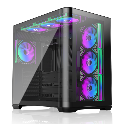 Корпус без блока питания/ Case Raijintek ATREUS BT7, Midi-Tower, TG, 7x120mm ARGB, 2xUSB-A 3.0 + 1xUSB Type-C , E-ATX, ATX, mATX, mITX Black (0R20B00258)