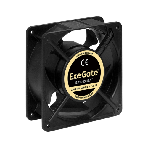 Exegate EX289019RUS Вентилятор 220В ExeGate EX12038BAT (120x120x38 мм, 2-Ball (двойной шарикоподшипник), клеммы, 2700RPM, 43dBA) фото 2