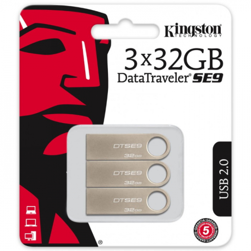 Флеш накопитель Kingston DataTraveler SE9 3x 32GB USB 2.0 (DTSE9H/32GB-3P) фото 2