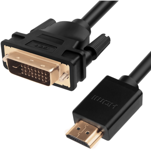 Greenconnect Кабель HDMI-DVI 1.0m черный, OD7.3mm, 28/28 AWG, позолоченные контакты, 19pin AM / 24+1M AM double link, GCR-HD2DVI1-1.0m, тройной экран