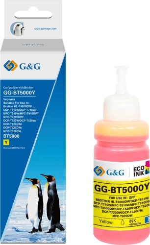 Чернила G&G GG-BT5000Y желтый70мл для Brother HL-T4000DW/ DCP-T510W/ DCP-T710W/ MFC-T810W/