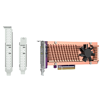 QNAP QM2-2P-384A 2 x M.2 22110 or 2280 PCIe (Gen3 x 4) NVMe SSD slots. Low-profile flat and Full-height brackets included.