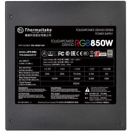 Блок питания Thermaltake Toughpower RGB 850W (PS-TPG-0850F1FAPE-1) фото 8