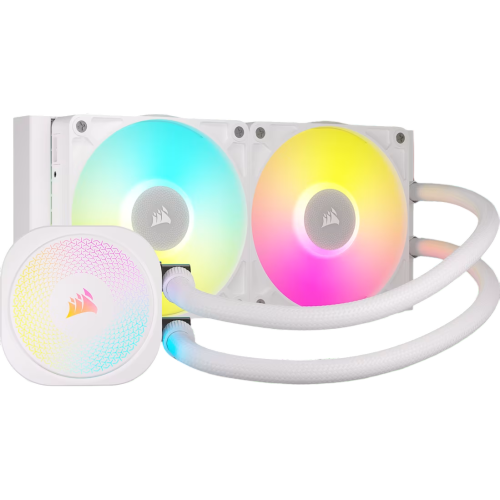 Система жидкостного охлаждения/ Water Cooling System Corsair iCUE LINK TITAN 240 RX RGB (240mm, White, RGB/ Fans: 2x120mm, 73.5CFM, 36dBA, 2100RPM/ S: 1851, 1700, AM5, AM4) (CW-9061020-WW)