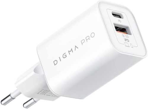 Сетевое зар./устр. Digma Pro DPW6C 65W 3.25A (PD+QC) USB-C/USB-A универсальное белый (DPW6С6GX11WH)