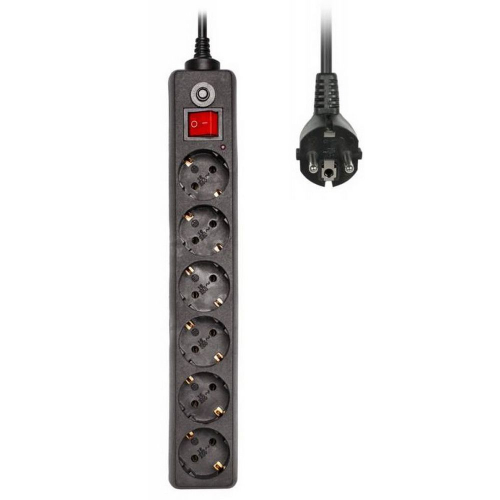 Сетевой фильтр Buro 600SH-3-B 3м (6 розеток) черный (коробка)