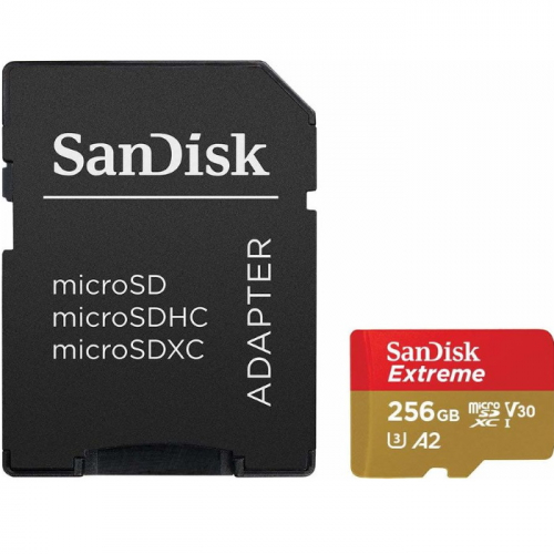 Карта памяти microSD 256GB SanDisk microSDXC Class 10 UHS-I A2 C10 V30 U5 Extreme (SD адаптер) 160MB/s (SDSQXA1-256G-GN6MA) фото 3