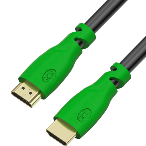 Greenconnect Кабель 1.0m, HDMI версия 2.0 HDR 4:2:2, Ultra HD, 4K 60 fps 60Hz/5K*30Hz, 3D, AUDIO, 18.0 Гбит/с, 28/28 AWG, OD7.3mm, тройной экран, черный, зеленые коннекторы, GCR-HM321-1.0m