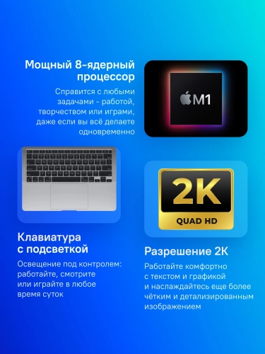 Ноутбук Apple MacBook Air A2337 M1 8 core 8Gb 256Gb SSD/ 7 core GPU 13.3 IPS (2560x1600) Mac OS grey space WiFi BT (MGN63HN/A) фото 8