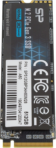 SSD M.2 Silicon Power 512GB A60 <SP512GBP34A60M28> (PCI-E 3.0 х4, up to 2200/1600MBs, 250000 IOPs, 3D TLC, NVMe 1.3, 300TBW, 22х80мм) фото 3