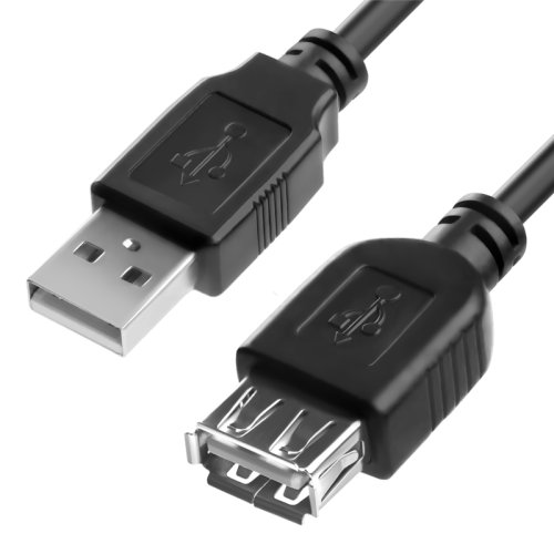 Удлинитель 1.8m USB 2.0, AM/ AF, черный (4PH-R90038)
