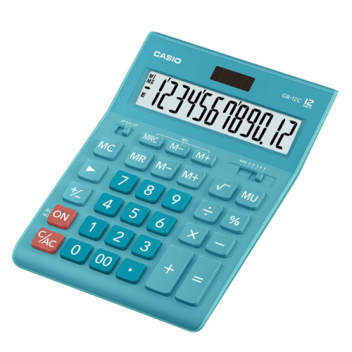 Калькулятор настольный Casio GR-12C-LB голубой 12-разр. (GR-12C-LB-W-EP)