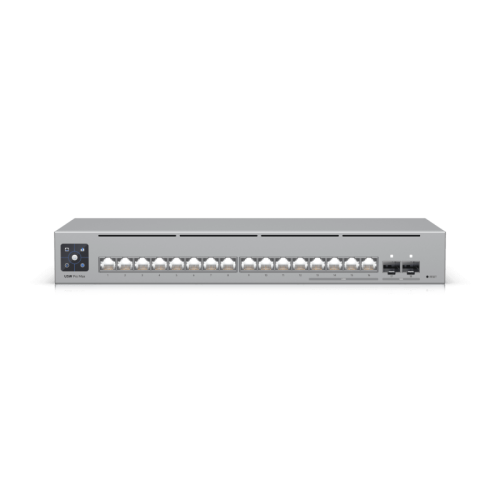 Коммутатор/ Networking interface, (12) GbE RJ45 ports (4) 1/2.5 GbE RJ45 ports (2) 10G SFP+ ports ; Total non-blocking throughput, 42 Gbps ; Switching capacity, 84 Gbps (USW-PRO-MAX-16)