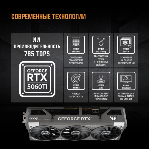 Видеокарта ASUS TUF-RTX5060TI-O16G-GAMING//RTX5060TI HDMI DP*3 16G D7; 90YV0MG0-M0NA00 фото 12