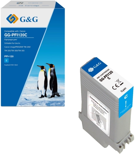G&G toner-cartridge for Canon imagePROGRAF TM-200/ 205/ 300/ 305/ 250/ 255/ 350/ 355PFI-120C 130ml With Chip гарантия 36 мес. (GG-PFI120C)