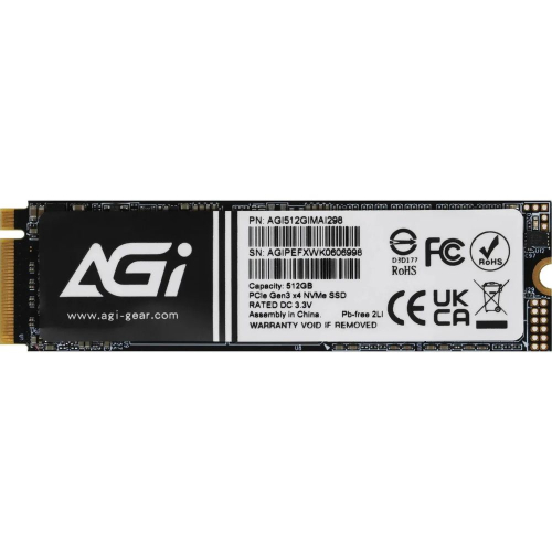 Твердотельный накопитель SSD AGI AI298 M.2 PCIe 512GB RETAIL-Color Box (AGI512GIMAI298-CB)
