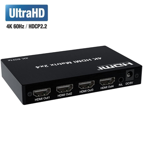 ORIENT HSP0204HN-2.0, HDMI матричный переключатель/ разветвитель 2->4 с аудиовыходами, UHD 4K/ 60Гц (3840x2160), HDR, HDMI 2.0, HDCP 2.2, пульт ДУ, внешний БП 5В/ 2A, метал.корпус (33266) фото 2