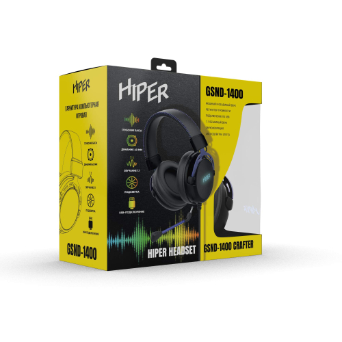 Гарнитура компьютерная игровая HIPER Crafter Black (GSND-1400) фото 8