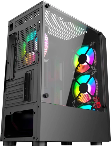 Корпус Bloody BD-CC102F черный без БП mATX 2x120mm 2xUSB2.0 1xUSB3.0 audio bott PSU (BD-CC102F-BK) фото 3