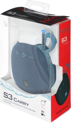 Колонка порт. A4Tech Bloody S3 Carry синий 5.5W 1.0 BT 12м 1200mAh (S3 CARRY BLUE) фото 5