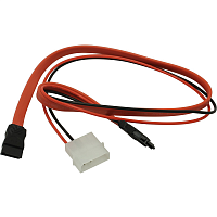 Комплект SATA-кабелей Slim Greenconnect GC- ST302 Slim SATA 13pin AM / SATAII 7pin AM / Molex 4pin AM, пакет, 50 см (GC-ST302)
