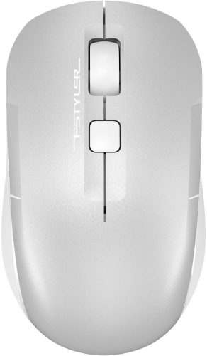 Мышь A4Tech Fstyler FB26CS Air серебристый/ белый оптическая (2000dpi) silent беспроводная BT/ Radio USB для ноутбука (4but) (FB26CS AIR ICY WHITE)