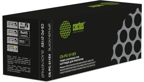Картридж лазерный Cactus CS-PC-211EV PC-211EV/PC-211P черный (1600стр.) для Pantum M6500/M6500W/M6506NW/M6507/M6507W/M6550W/M6550NW/M6557NW/M6607NW/P2200/P2207/P2500/P2500NW/P2500W/P2506W/P2507/P2516/