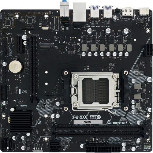 Материнская плата Biostar A620MS SocketAM5 AMD A620 2xDDR5 mATX AC`97 8ch(7.1) GbLAN RAID+HDMI+DP
