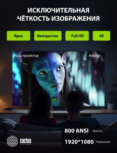 Проектор Cactus (CS-U2.WT) Проектор Cactus CS-U2.WT {DLP 800Lm ANSI 15000:1 (50000час) 2xUSB typeA 2xHDMI 1.78кг} фото 12