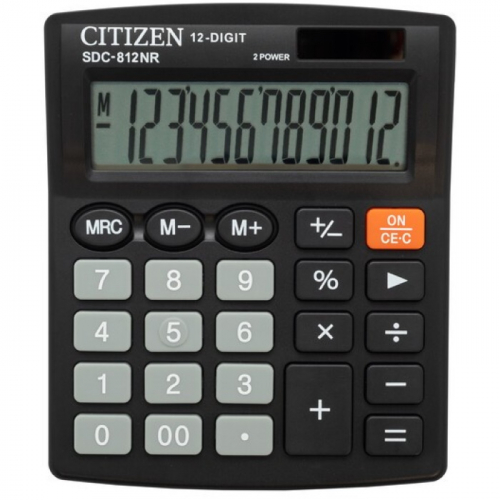 Калькулятор бухгалтерский Citizen SDC-812NR черный 12-разрядный