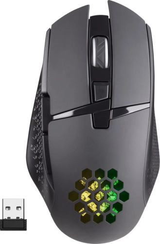 DEFENDER GLORY чёрная Беспроводная игровая мышь (USB, 2.4 ГГц, LED подсветка,7 кн., 400 мАч, 3200 dpi, GM-514) (52514)