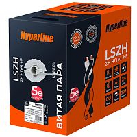 Кабель информационный Hyperline UUTP4R-C5E-S24-IN-LSZH-GY-305 кат.5E UTP 4 пары 24AWG LSZH внутренний 305м серый