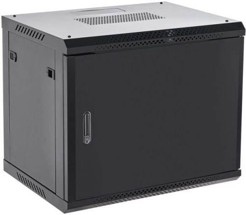 Rexant (04-1266-122) Настенный телекоммуникационный шкаф 19 12U 600?600мм, дверь металл, с задней стенкой, разборный, черный (RAL 9005)