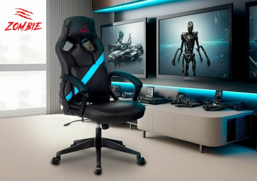 Кресло игровое Zombie Driver черный/ желтый экокожа с подголов. крестов. пластик (ZOMBIE DRIVER YEL) фото 15