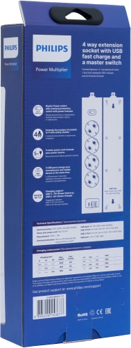 Сетевой фильтр Philips CHP4346WC/ 51 5м (4 розетки) белый (коробка) (CHP4346WC/51) фото 3