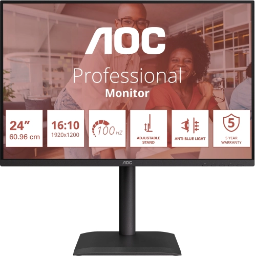 Монитор AOC 24 X24E4U черный IPS LED 16:10 HDMI M/M матовая HAS Piv 300cd 178гр/178гр 1920x1200 100Hz VGA DP FHD USB 5.22кг