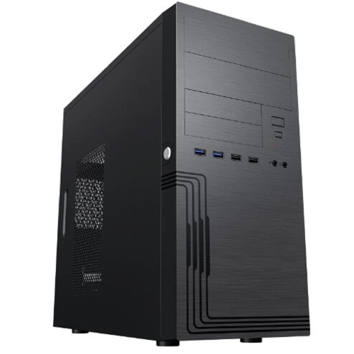 MiniTower Powerman ES555 Black PM-500ATX-F U3*2+U2*2 +2*combo Audio; additional HDD cage; intrusion switch; power button lock; Plastic Tooless part mATX (6184134)