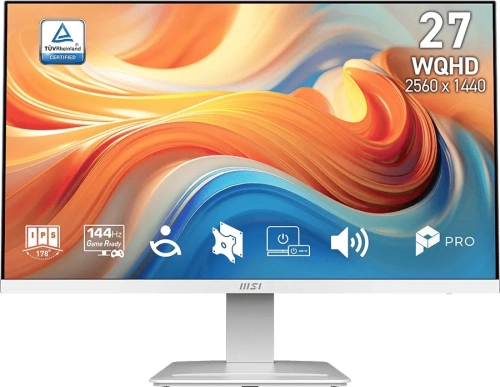 Монитор MSI PRO MP273QW E14 27 16:9 WQHD(2560x1440)IPS Flat,4ms(GTG),1500:1,100M:1,300nit,178/ 178,2xHDMI ,1xDP,Speaker,Tilt,VESA,144Hz,White, 1y w-ty (9S6-3PE2CH-059)