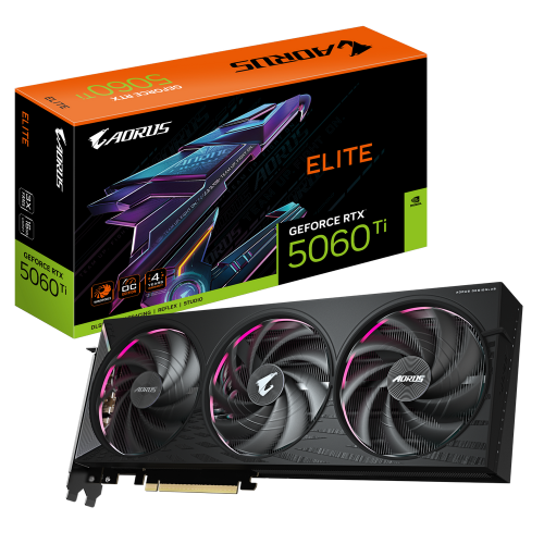 Видеокарта Gigabyte RTX5060Ti ELITE 16GB GDDR7 128bit 3xDP HDMI 3FAN RTL (GV-N506TAORUS E-16GD)