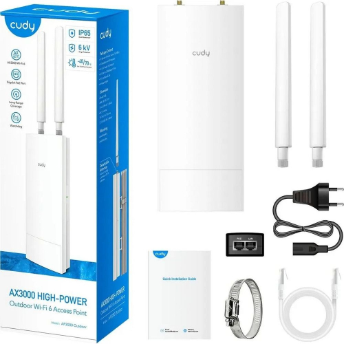Точка доступа/ AX3000 High Power WiFi 6 Gigabit Outdoor Access Point, 2402Mbps at 5GHz + 574Mbps at 2.4GHz, 1 x Gigabit RJ45, 2 Detachable Antennas, 802.3at/802.3af PoE or 48V passive PoE, IP65 Waterproof, lightning protect (AP3000 OUTDOOR) фото 6